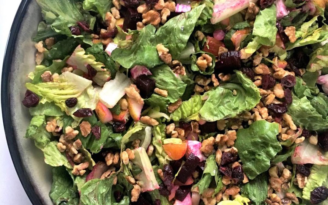 Roasted Beet Salad with Balsamic-Orange Vinaigrette and Candied Walnuts